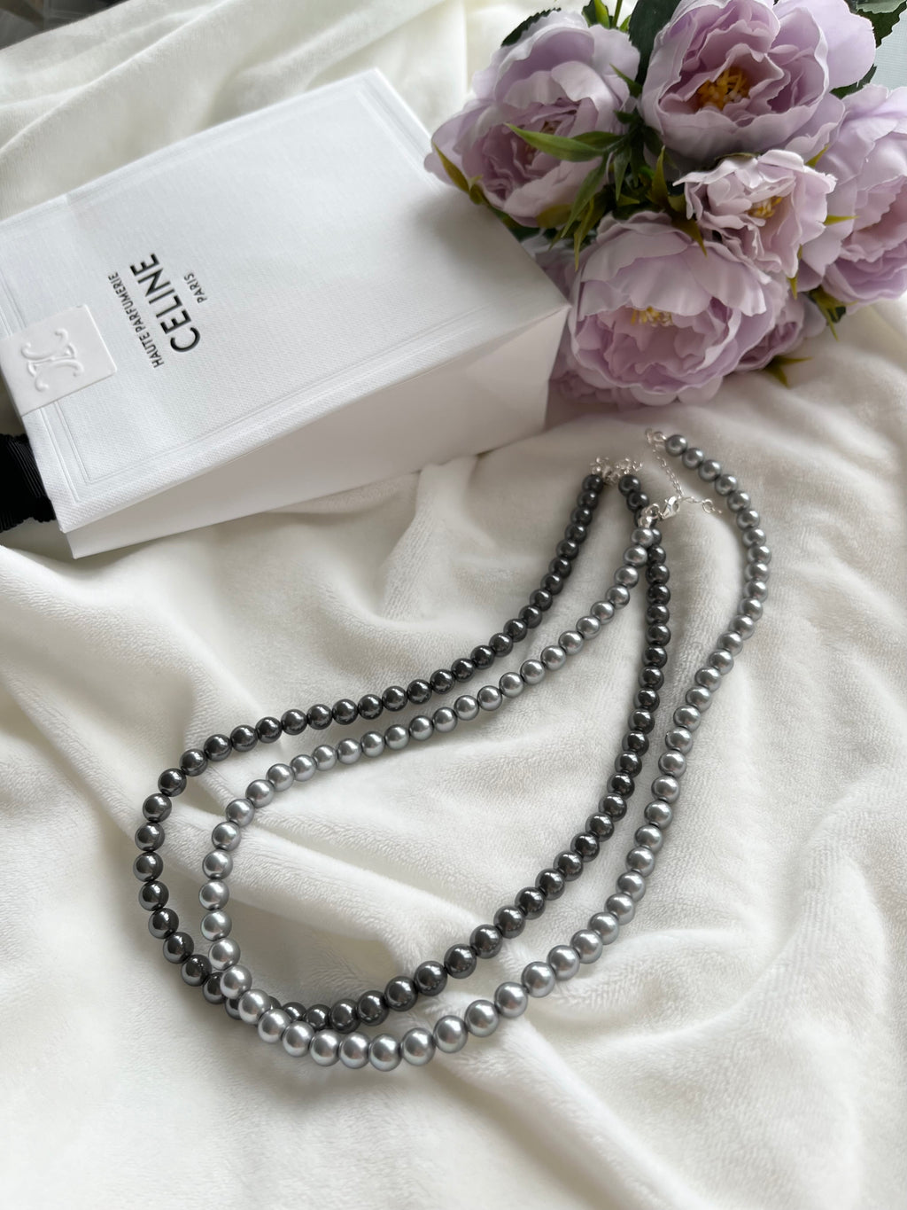 Grey Pearl Silver Necklace