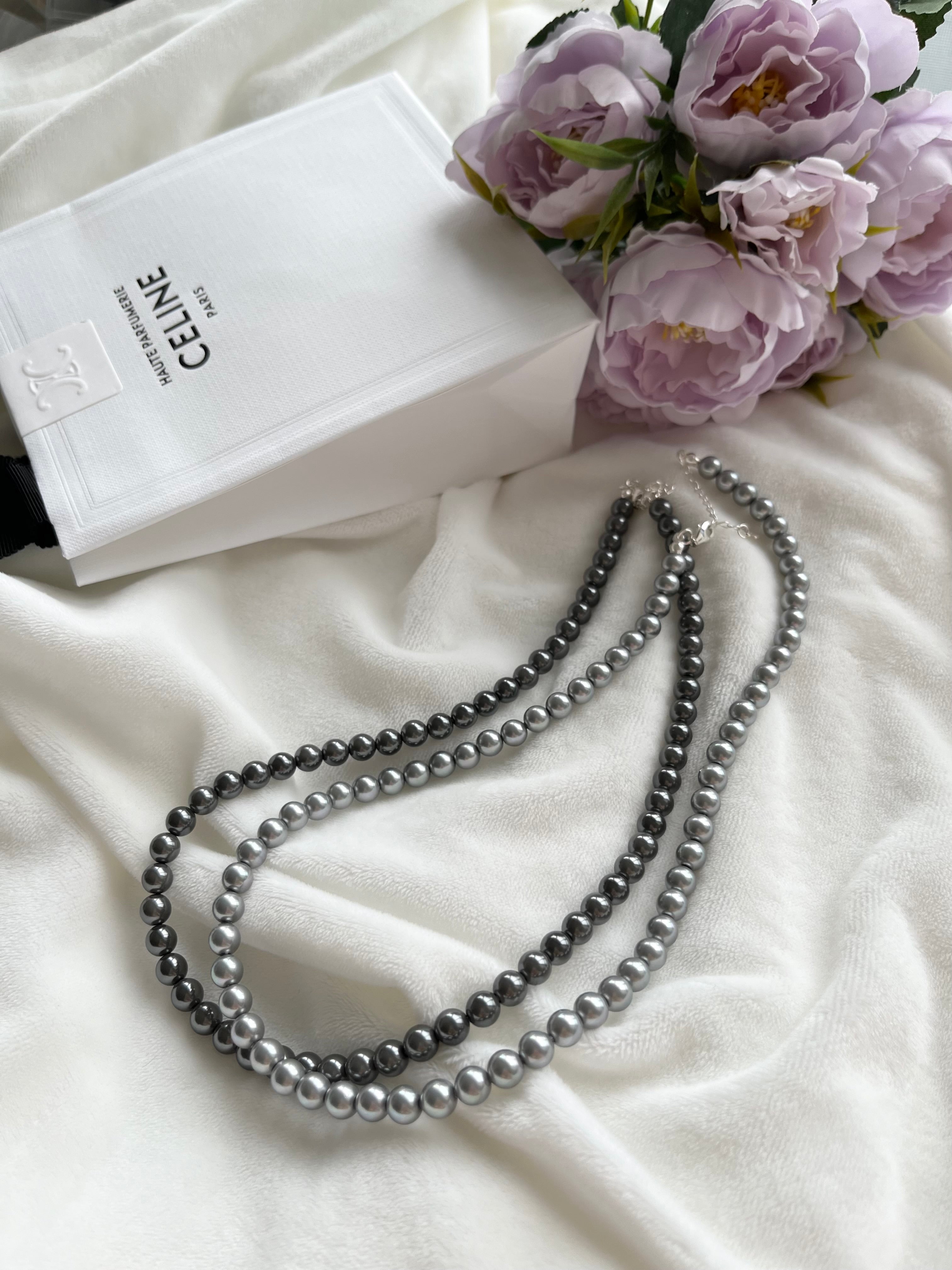 Grey Pearl Silver Necklace