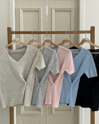 Bamboo Button short-Sleeve Knit
