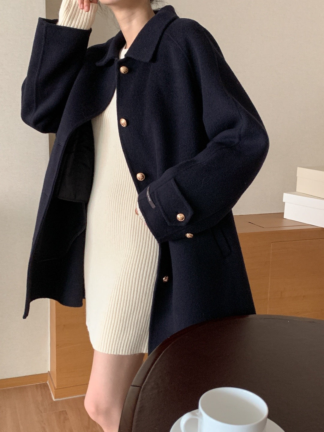 Premium Clair Wool Coat with Inner Padded Vest
