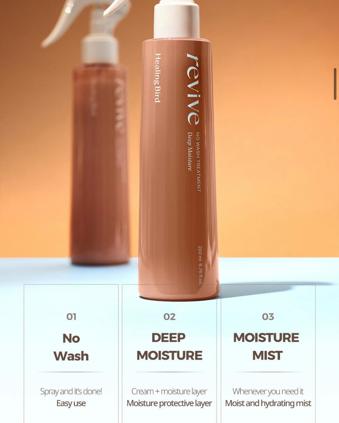 [ Healingbird ] Revive No Wash Treatment Deep Moisture 200mL Set (+Damage Repair 32mL)