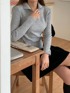 Wrap Collar V-Neck Knit