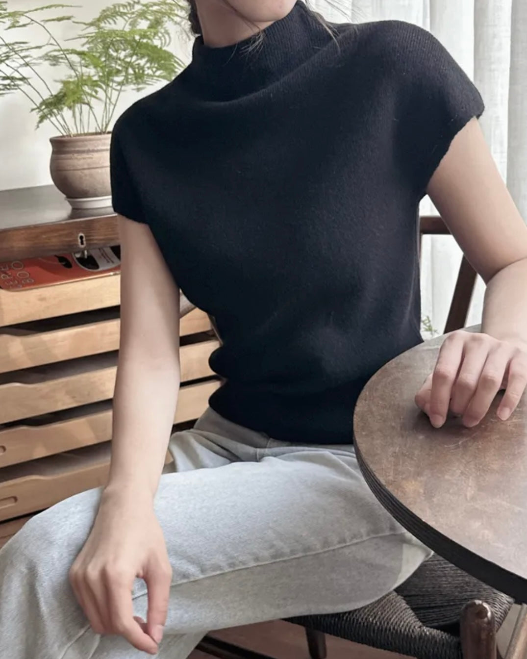 Cashmere Wool Half-Neck Knit
