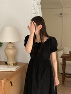 Off-Shoulder Back Ribbon Dress