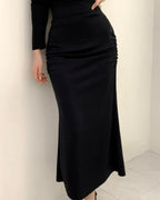 Hip Shirring Long Skirt