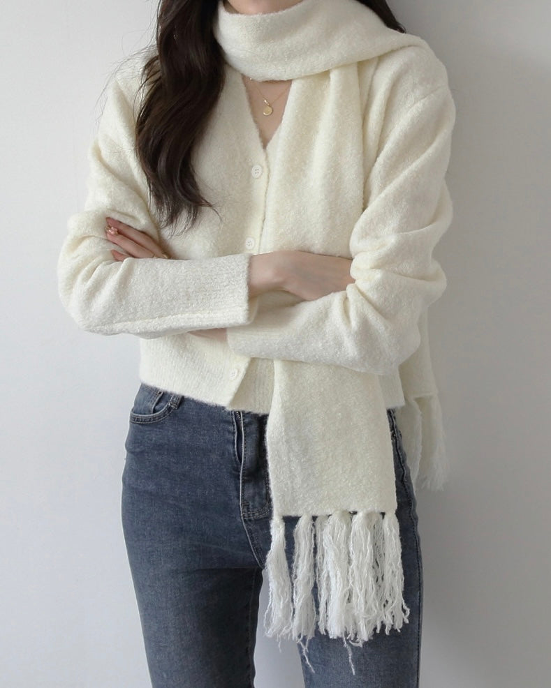 Alpaca Wool Muffler Cardigan Set