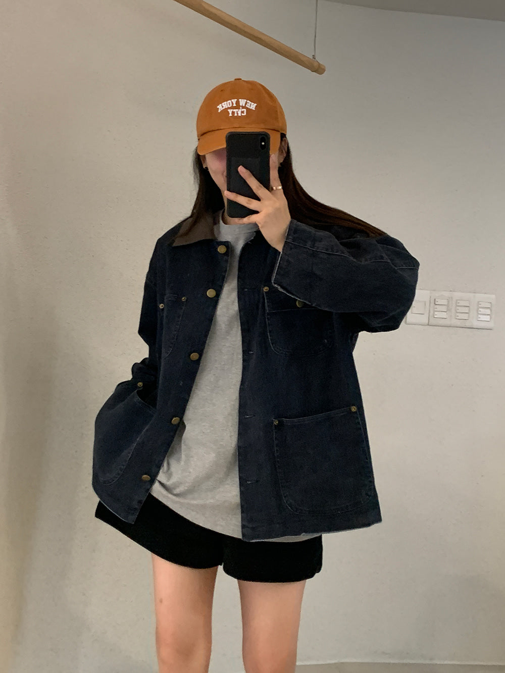 Leather Collar Denim Jacket