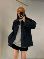Leather Collar Denim Jacket