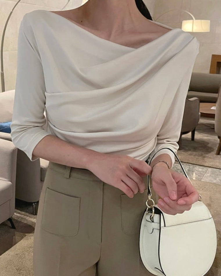 Shirring Elbow Sleeve Blouse