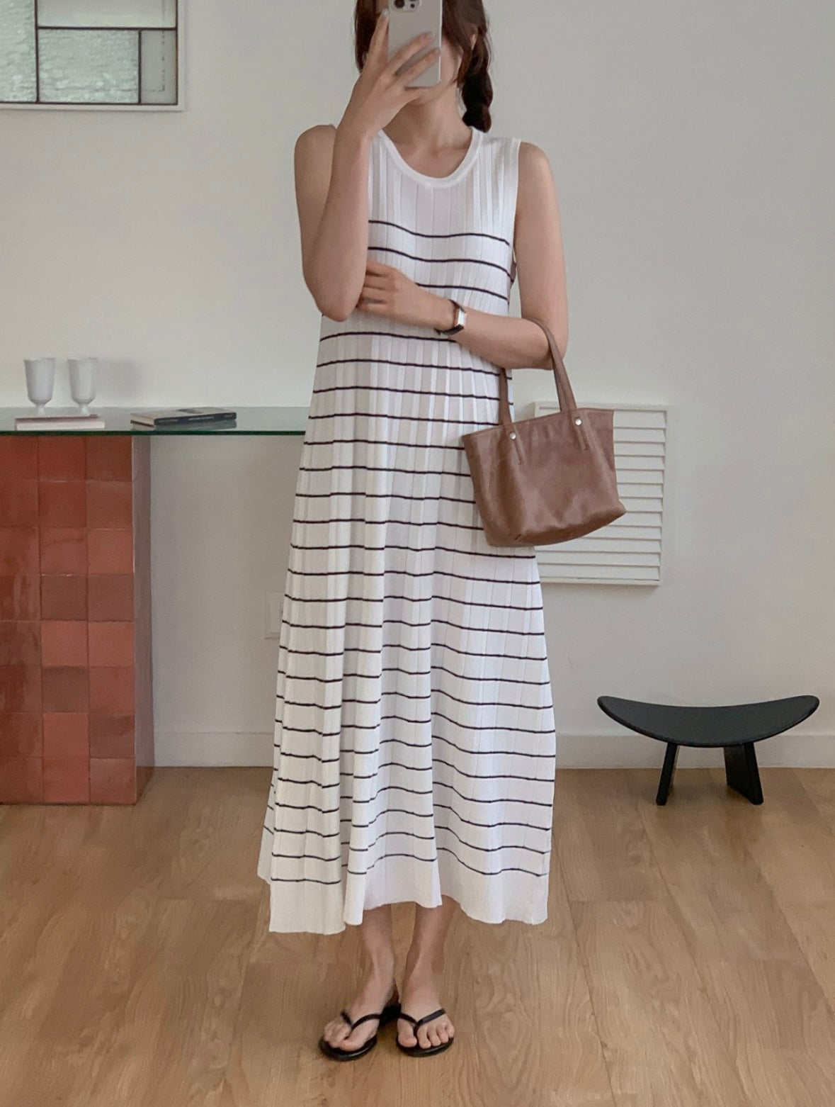 Striped Pleats Dress