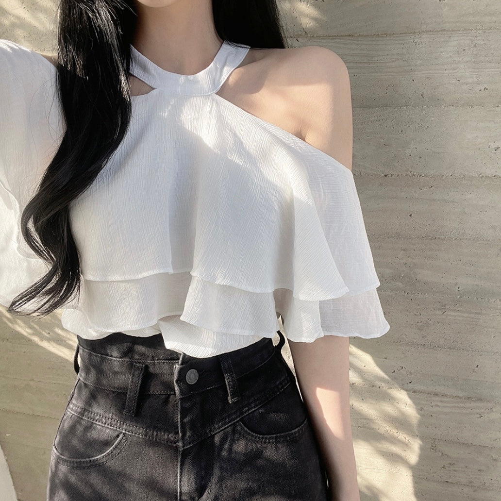 Halter-Neck Frill Blouse