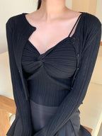 Twist Sleeveless Cardigan Set