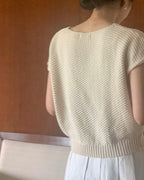 Plate Cotton V-Neck Knit