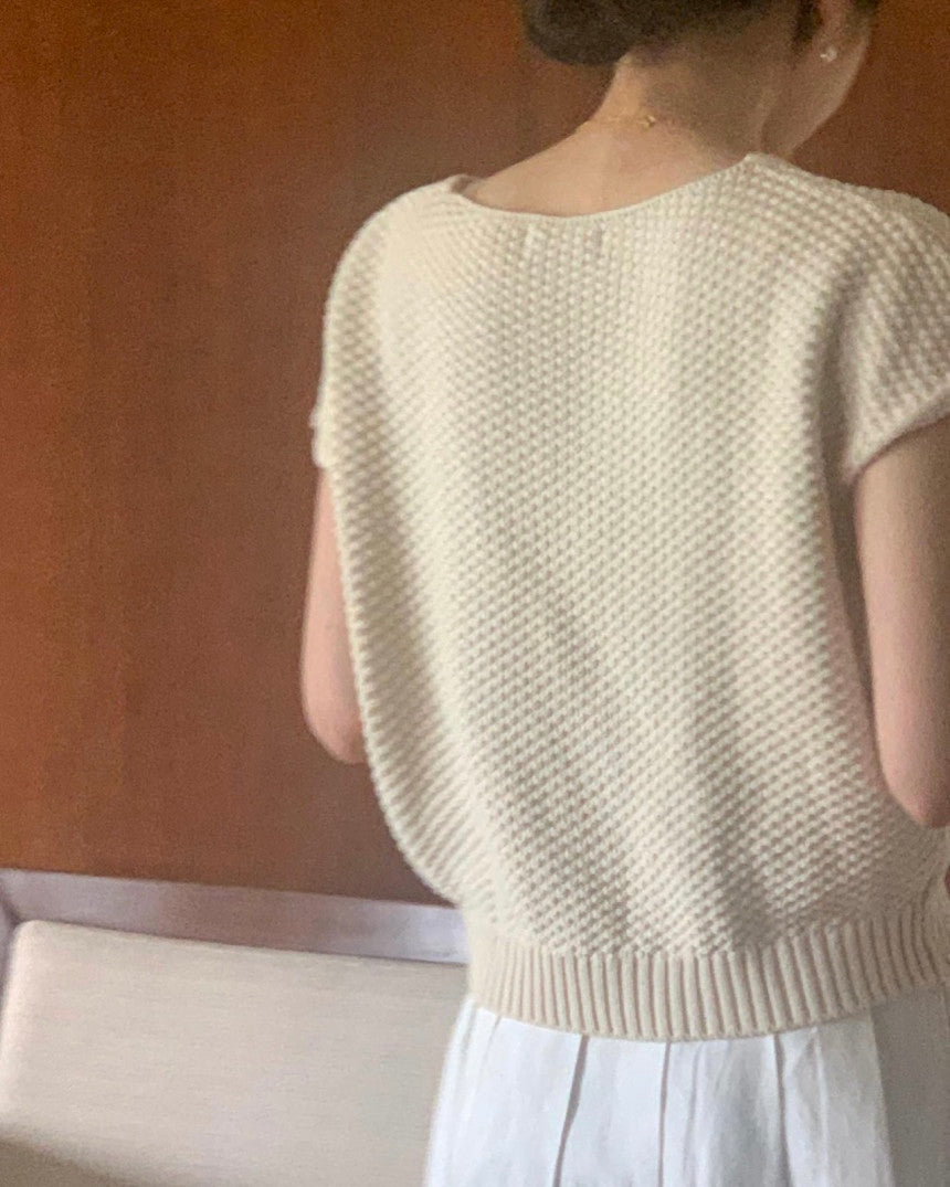 Plate Cotton V-Neck Knit