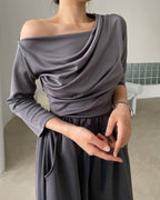 Shirring Elbow Sleeve Blouse