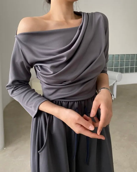 Shirring Elbow Sleeve Blouse