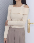 Mia Unbalanced Off-Shoulder Knit Top