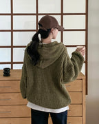 Hoodie Cable Knit Zip-Up