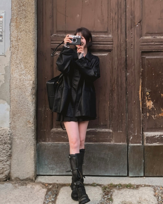 Roel Leather Half Jacket