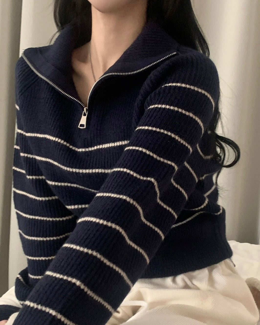 Striped Half Zip-Up