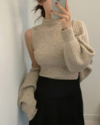 Button Bolero Cardigan Set
