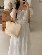 Off-Shoulder Back Ribbon Dress