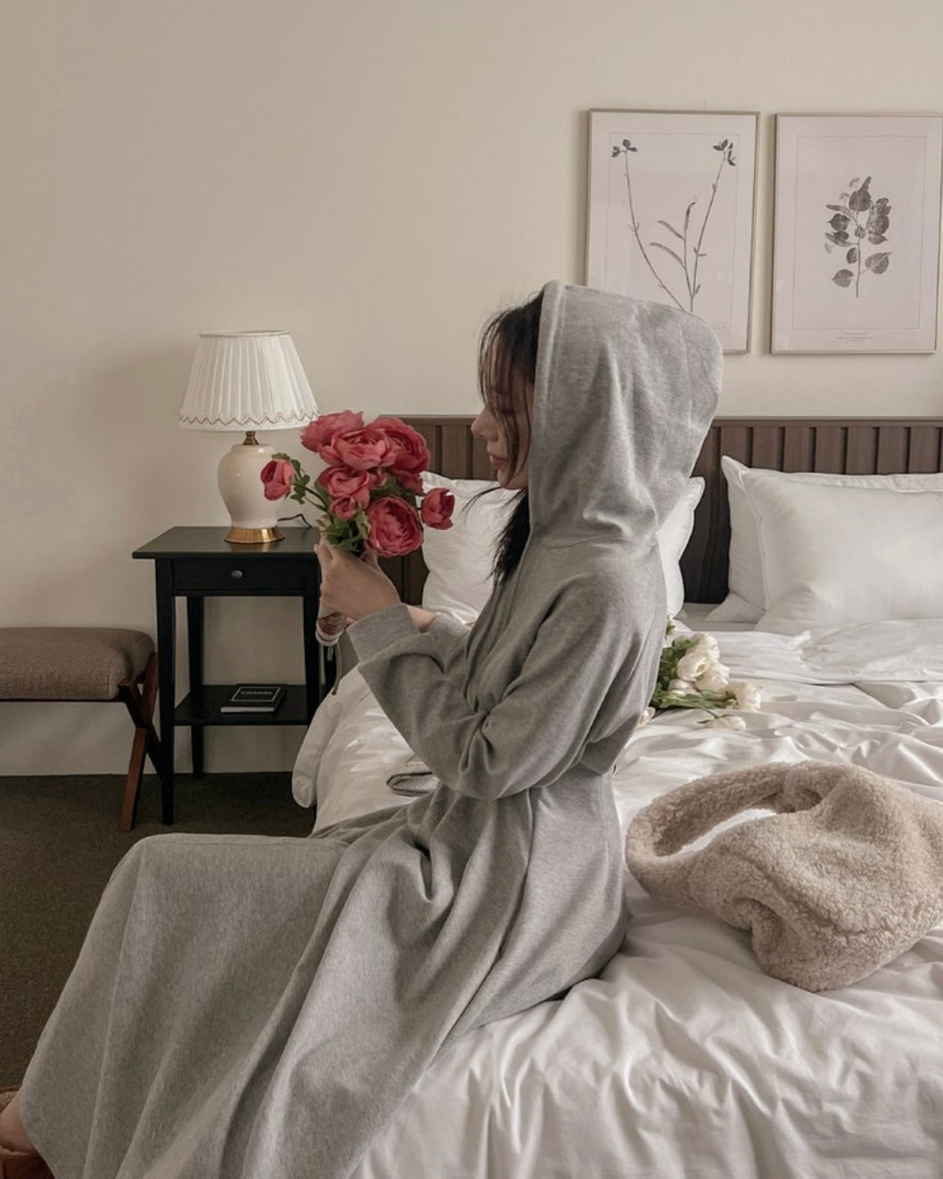 Hoodie Pintuck Long Dress
