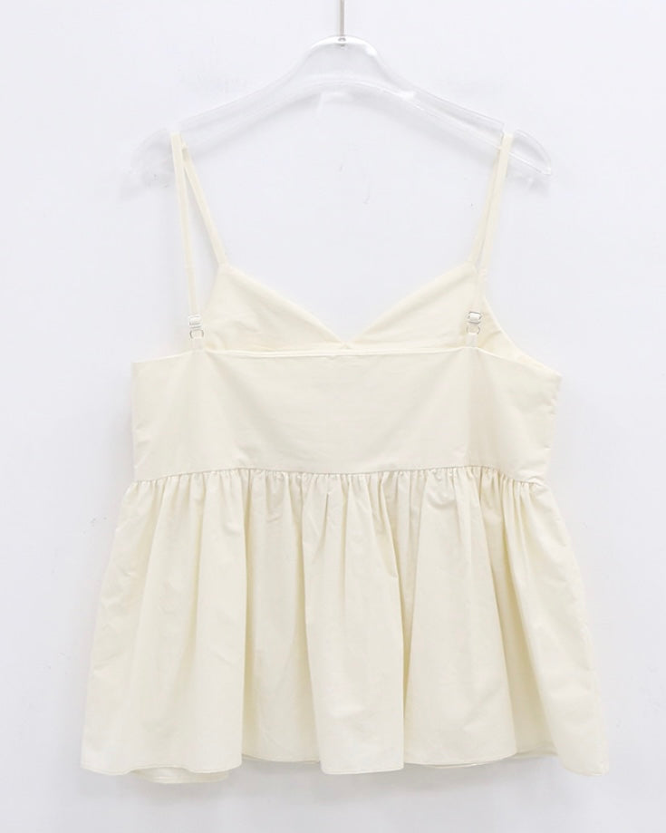 Shirring Adjustable Strap Blouse