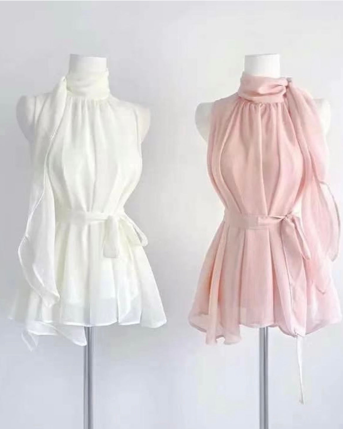 [ Sale Excluded ] Halter-Neck Chiffon Blouse