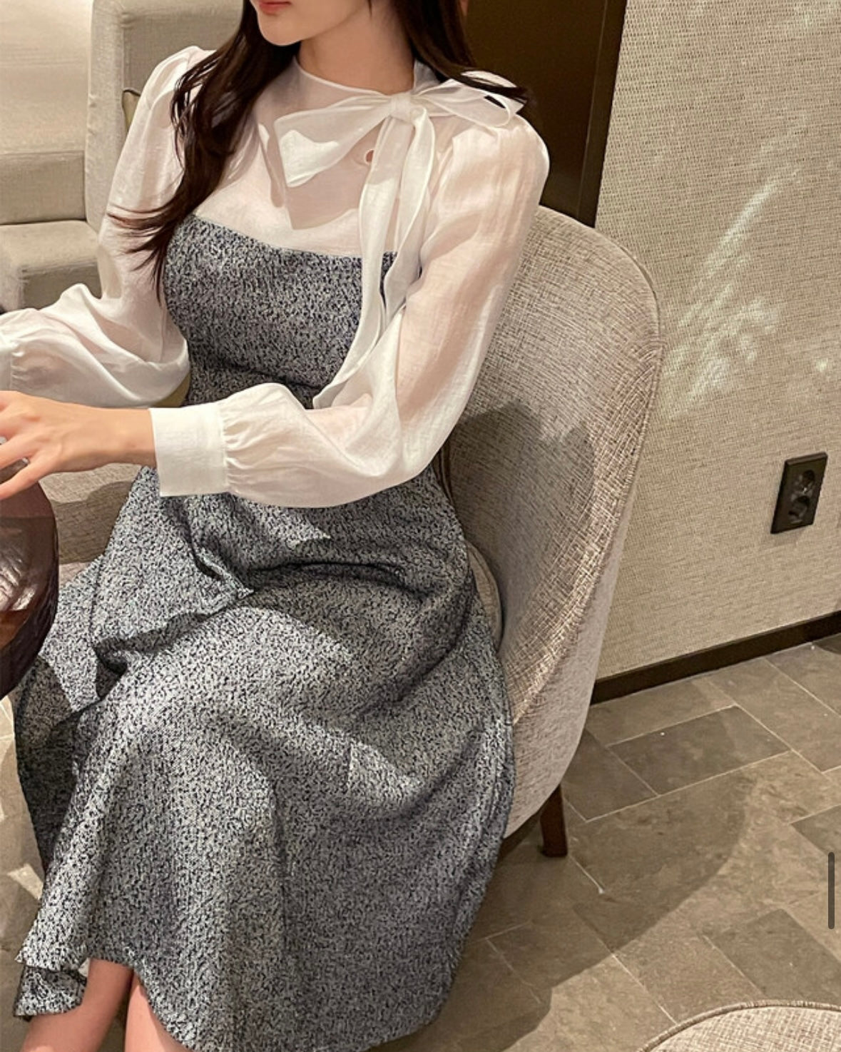 [ Pre-order ] Amelie Pearl Tweed Dress