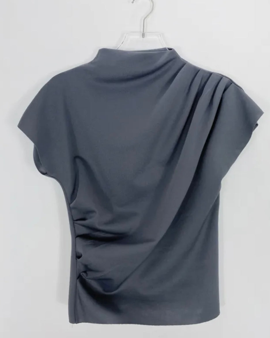 Shirring Half-Neck Top