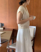 Plate Cotton V-Neck Knit