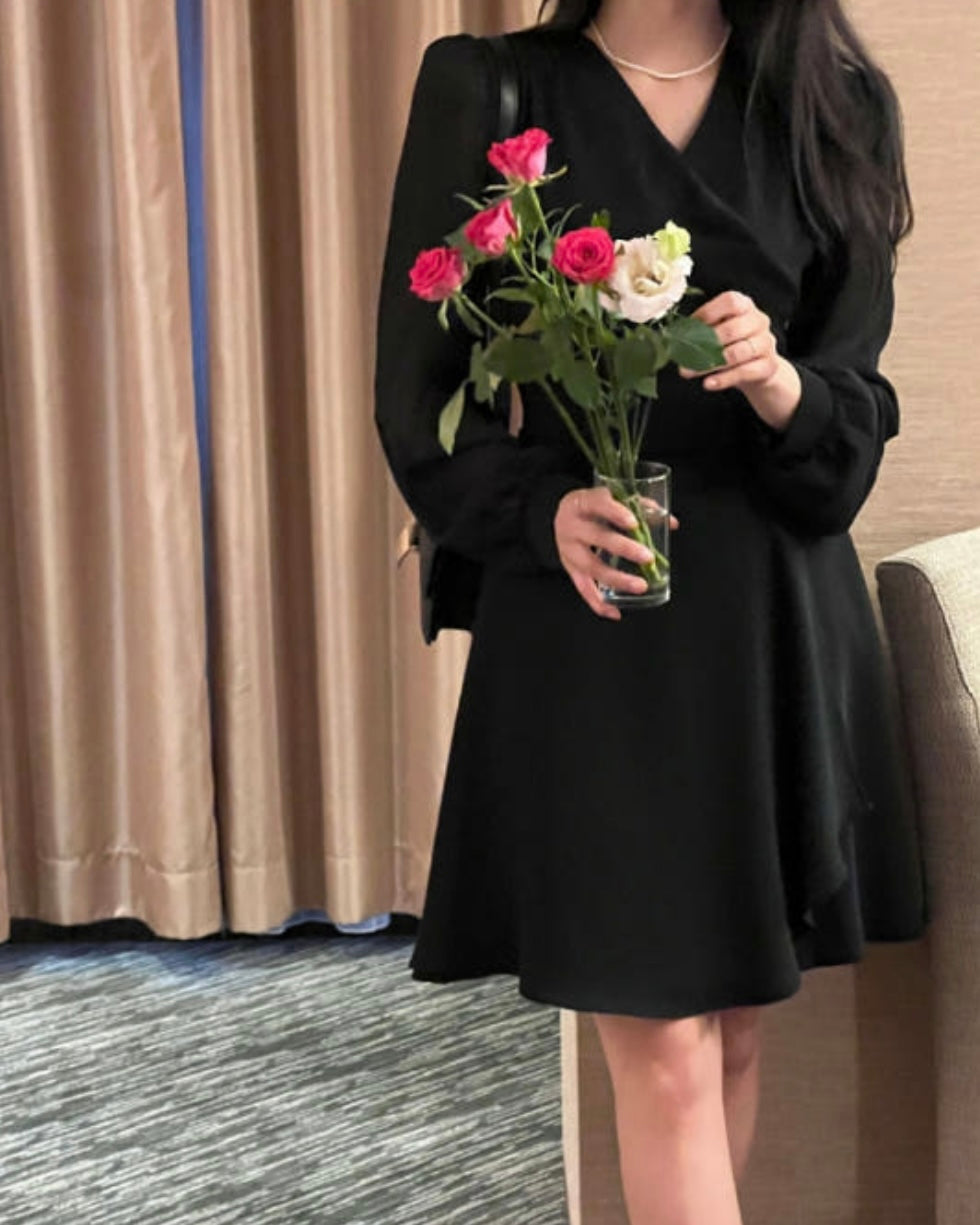 [ Pre-order ] Chiffon Sleeve Wrap Dress