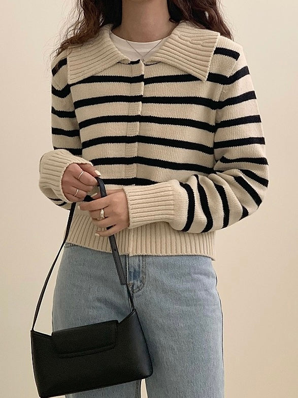 Moni Striped Knit Zip-Up