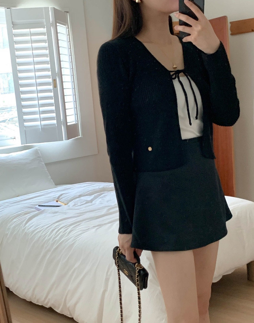 Cashmere Wool Ribbon Cardigan