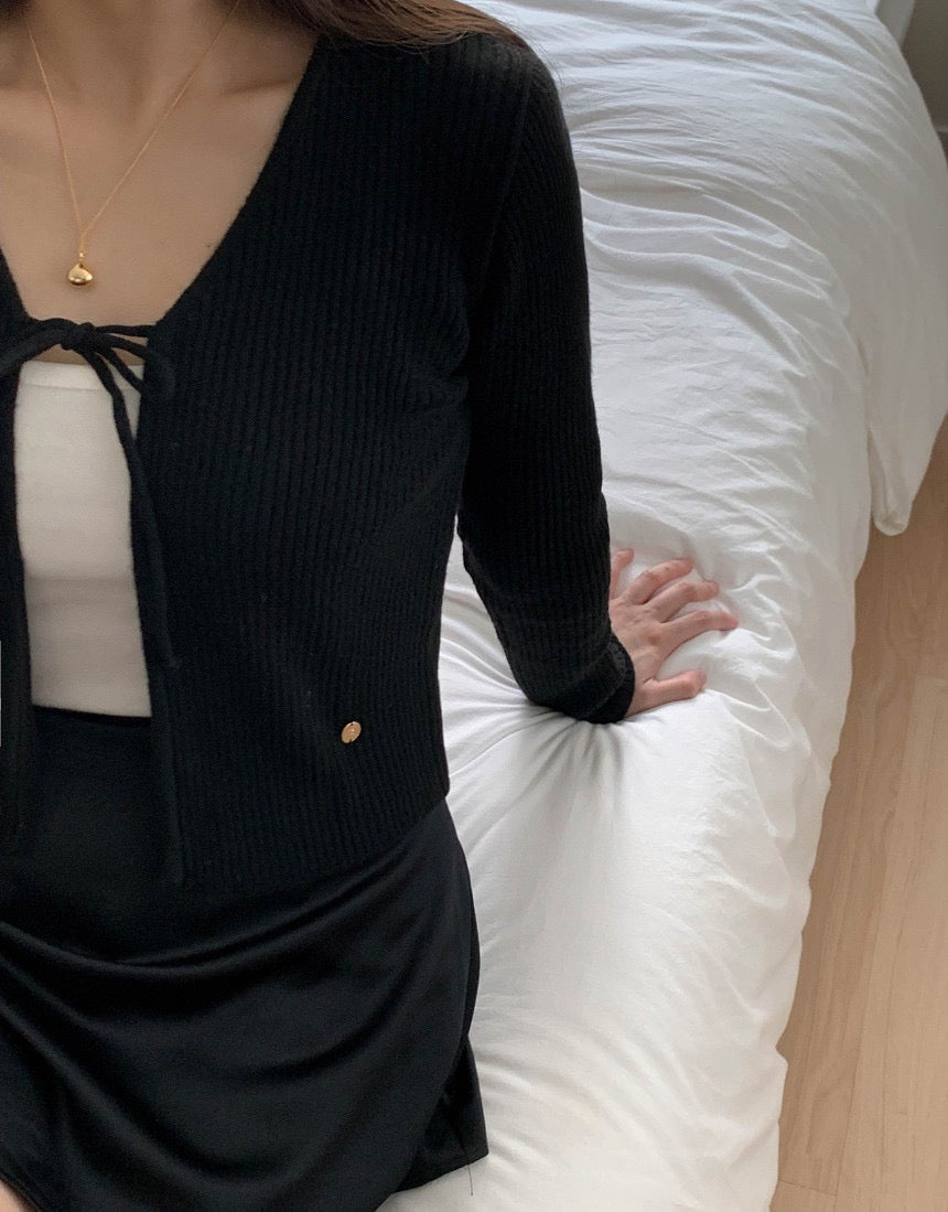 Cashmere Wool Ribbon Cardigan