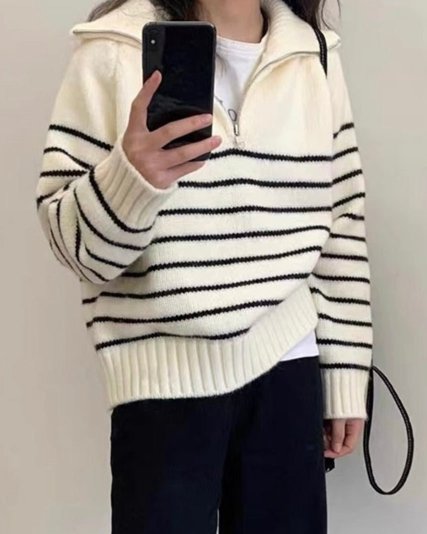 Soy Striped Half Zip-Up