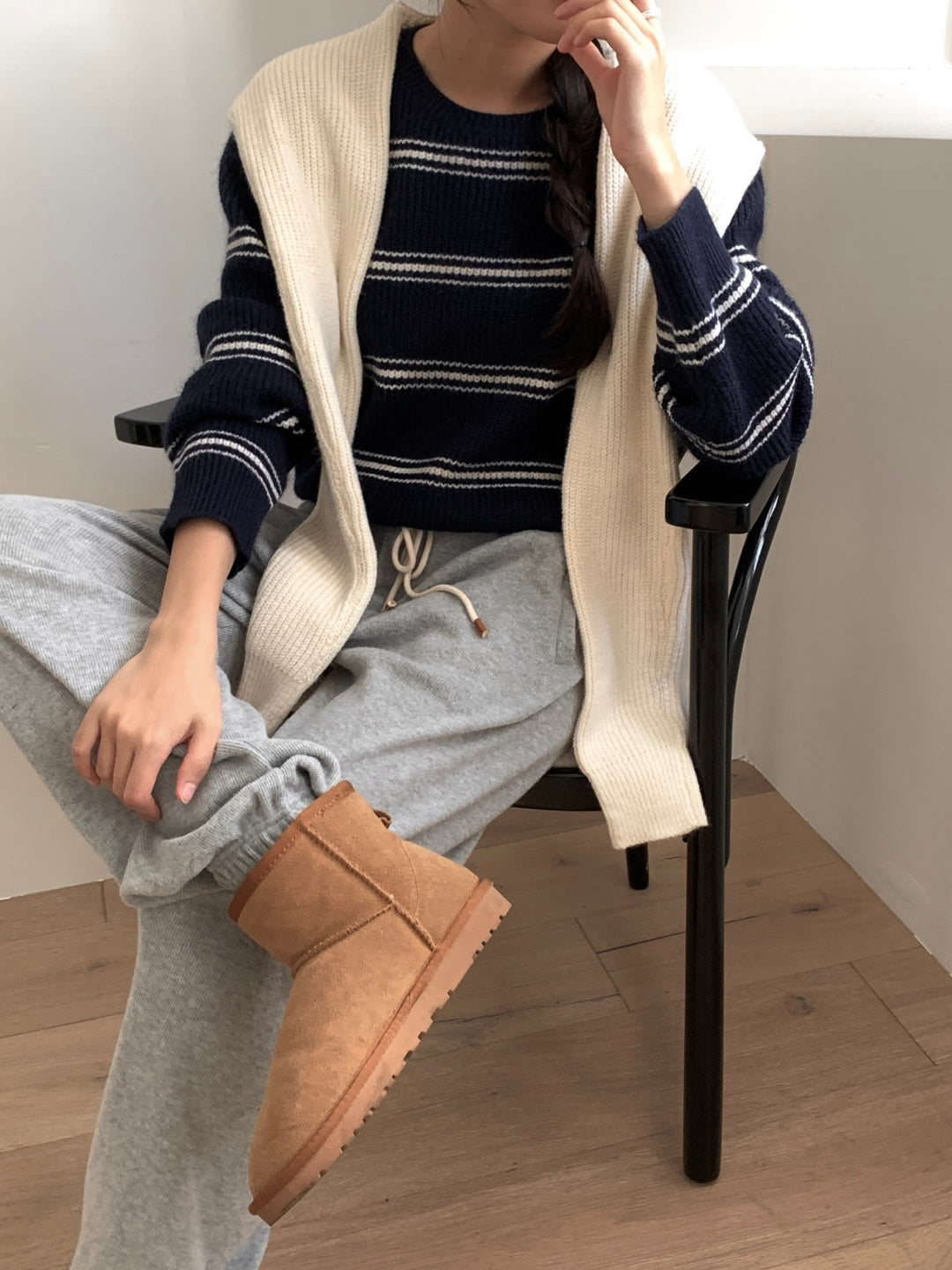 Pipi Striped Knit & Shawl Set