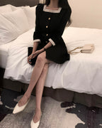 Square-Neck Tweed Dress