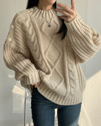 Shoulder Button Cable Knit