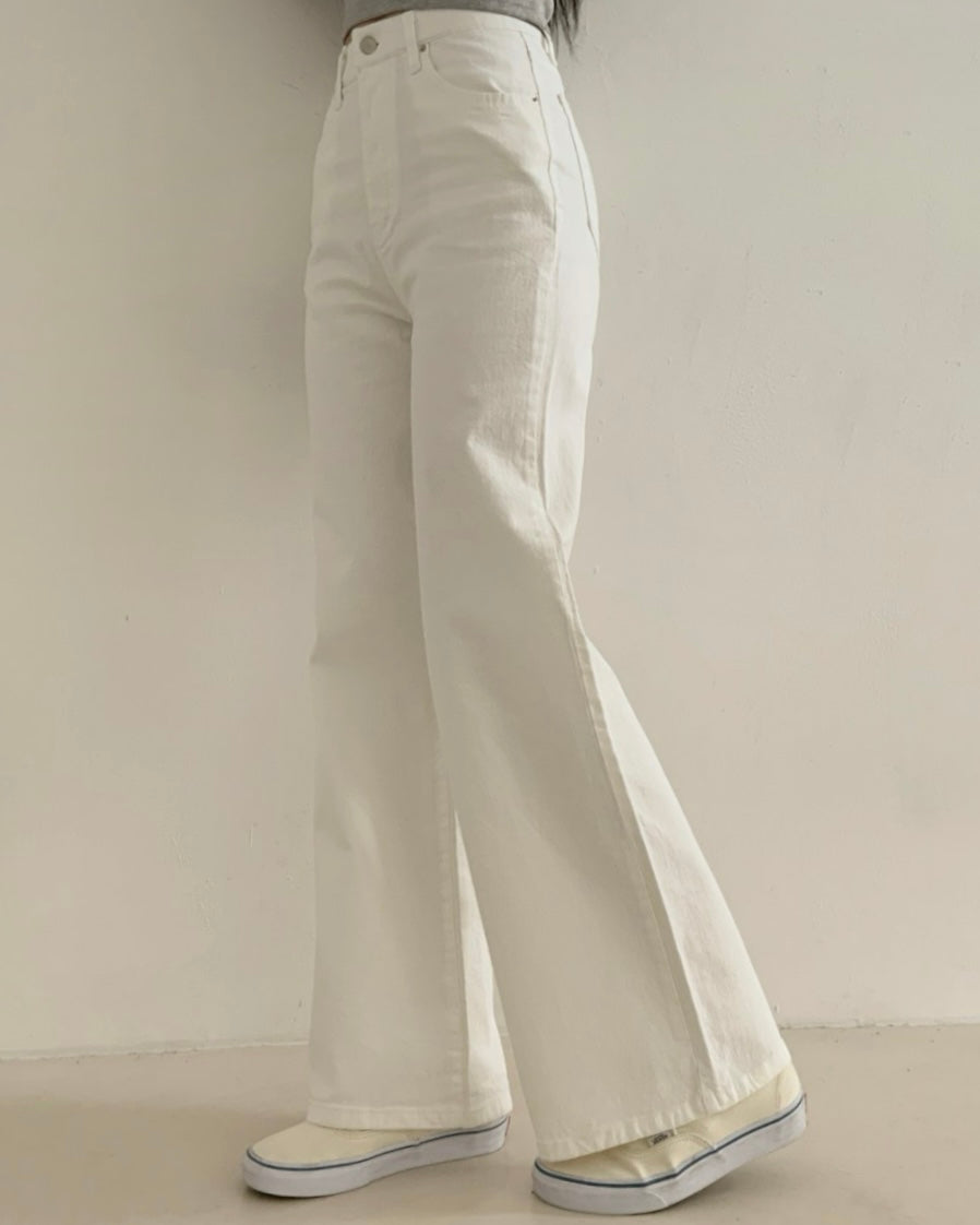 [S,M,L] High-Waist Stretchy Flared Cotton Pants