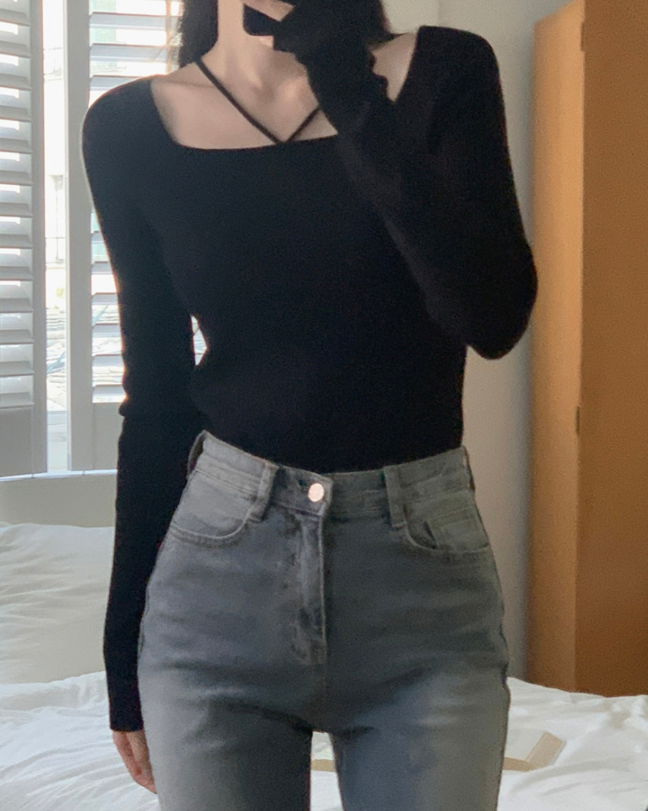 Serene Strap Ribbed Knit Top