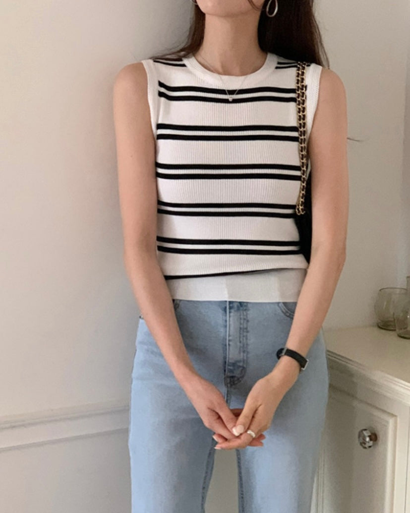 Striped Knit Sleeveless