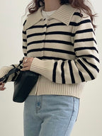 Moni Striped Knit Zip-Up