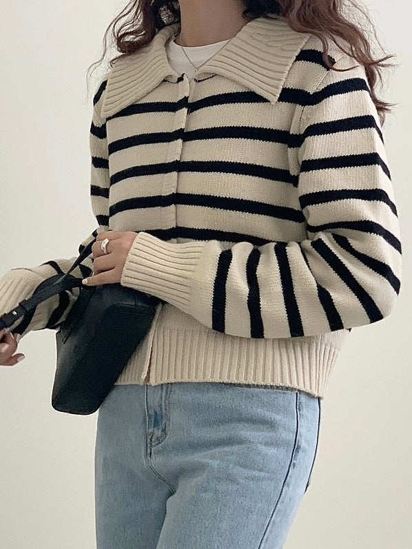 Moni Striped Knit Zip-Up