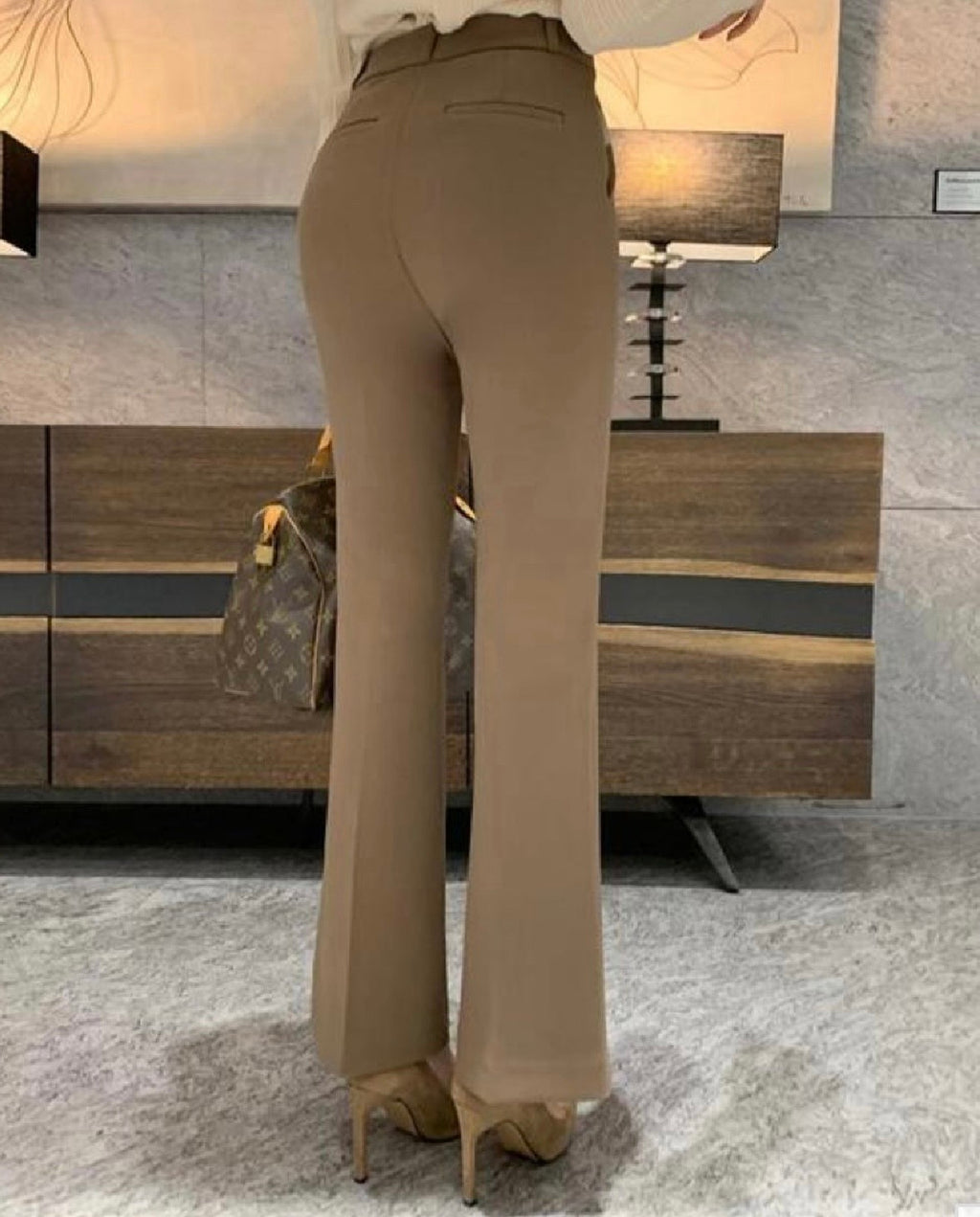 [S,M] Hidden Banding Flared Slacks