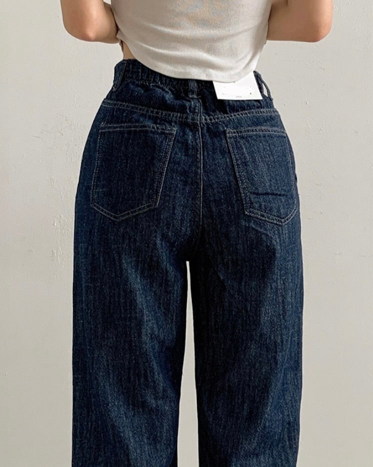 [S,M,L] Lightweight Banding Denim (Dark-Wash)