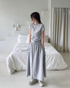 Ribbon Pocket Banding Long Skirt
