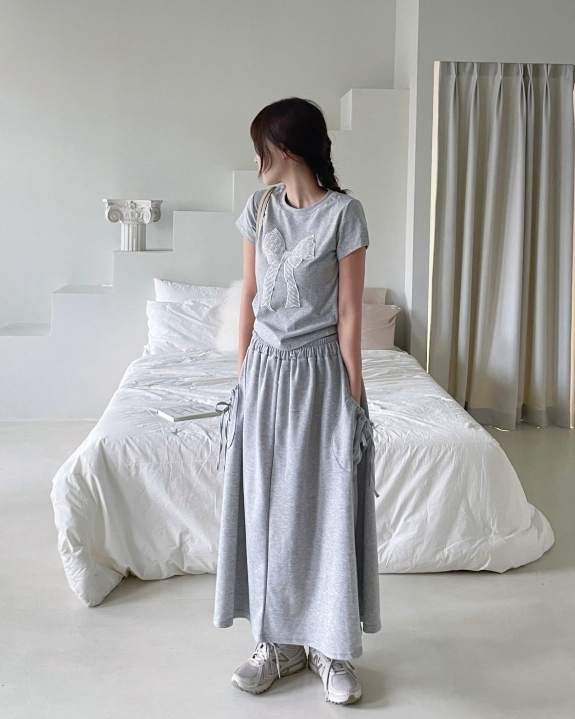 Ribbon Pocket Banding Long Skirt