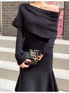 Off-Shoulder Knit Long Dress